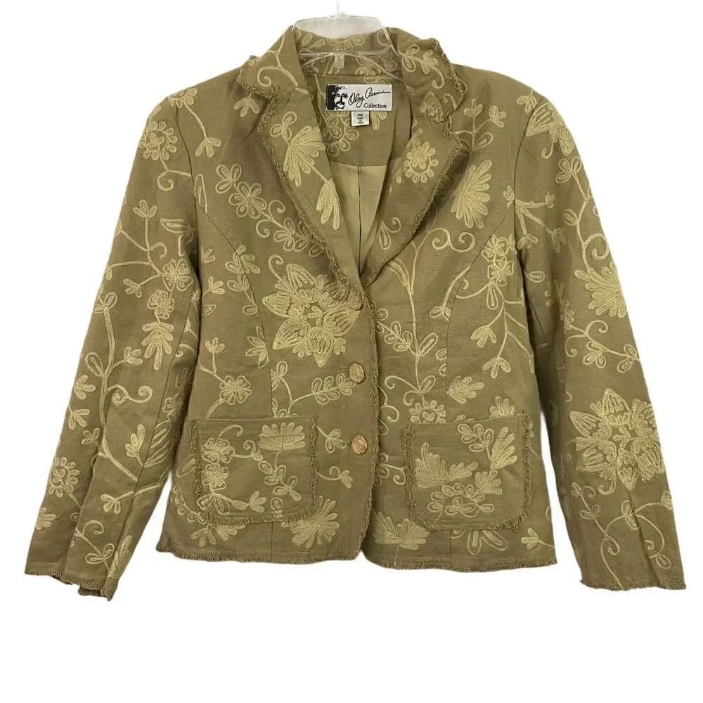 Oleg Cassini Collection Embroidered Jacket Size 8 Petite